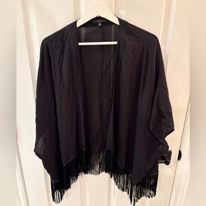 Chic Black Fringe Shawl by Aritzia